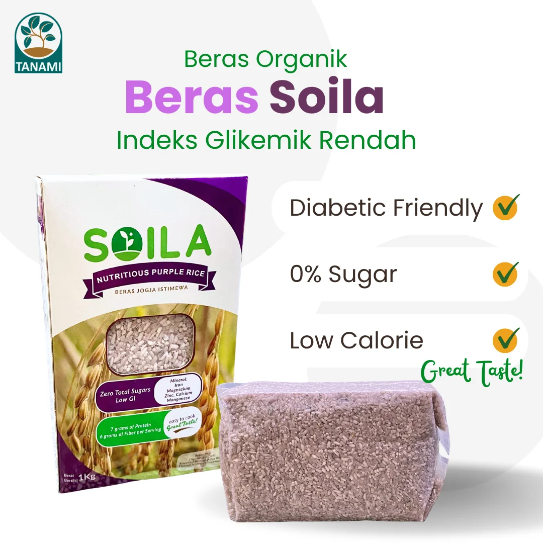 Beras Organik 1 kg Soila Beras Diabetes Rice 0% Sugar Low IG Mentik Susu Cempo Ireng Rendah Kalori Rendah Indeks Glikemik